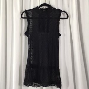 Black sheer lace mini dress